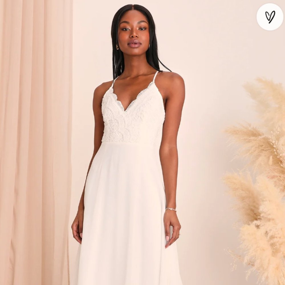 Lulu's Madalyn White Lace Maxi Dress XS